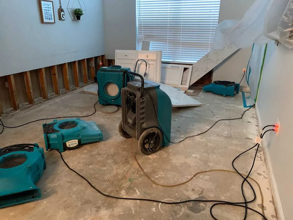 Dehumidifier in flood-cut room for Water Damage Restoration in Channelview