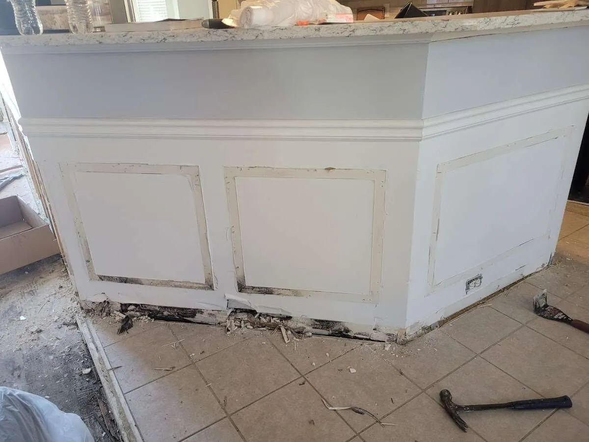 Water damage and mold on kitchen during Storm Damage Restoration in Channelview